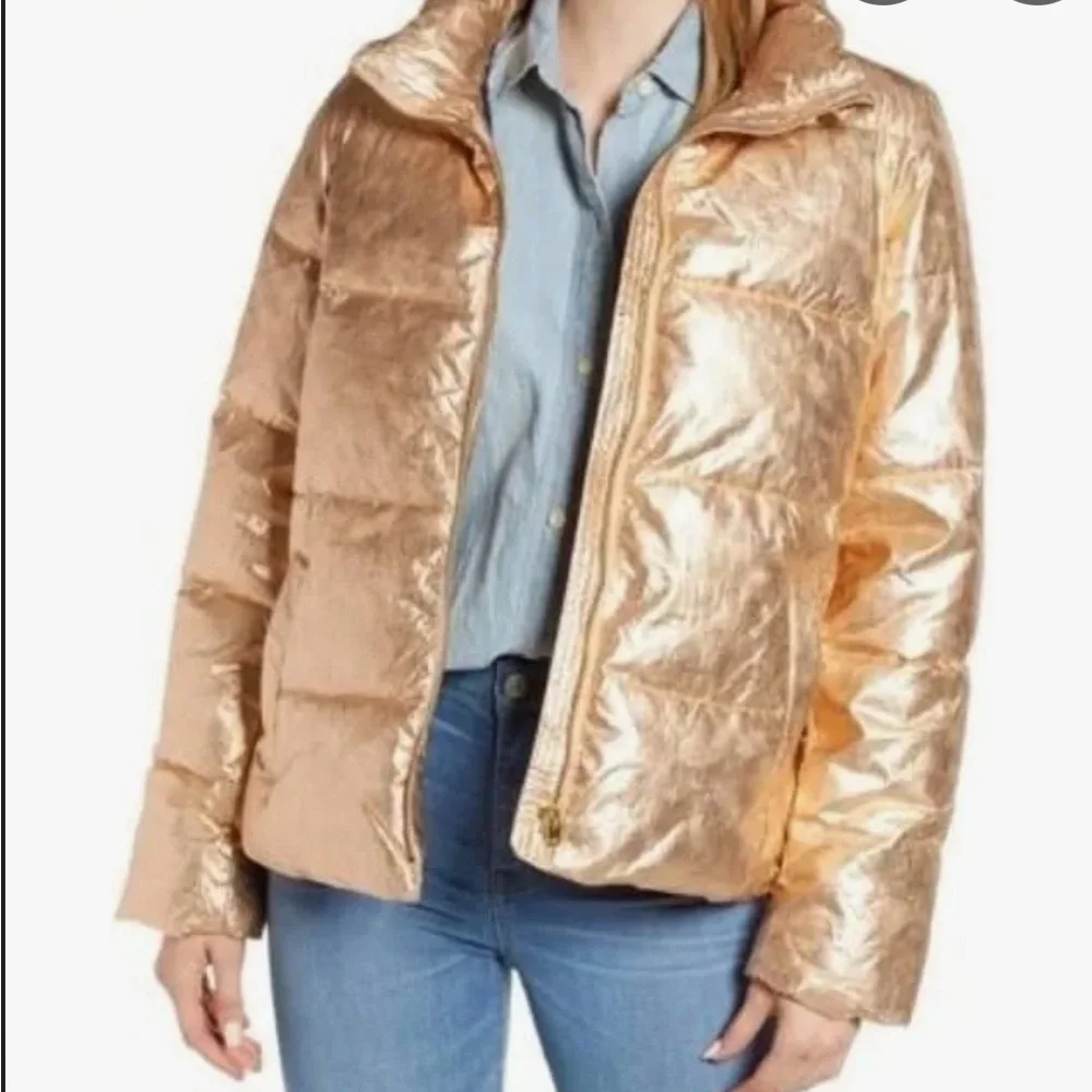 J. Crew Peach Puffer Jacket with Quilted Design
